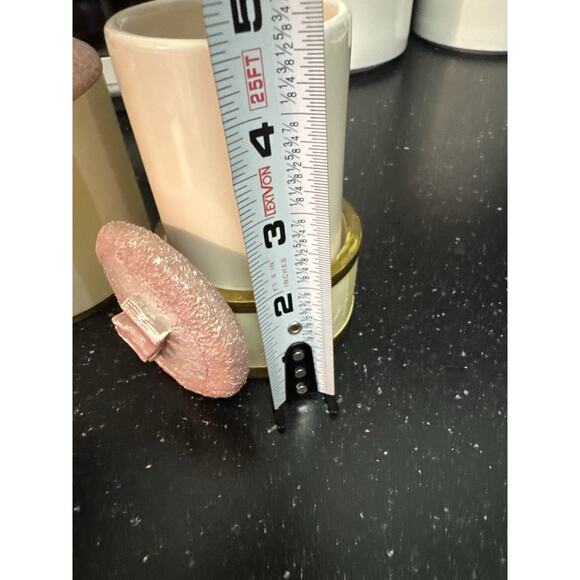 Shabby chic bathroom set cottage core pink cotton pad toothbrush holder girly - Picture 6 of 8